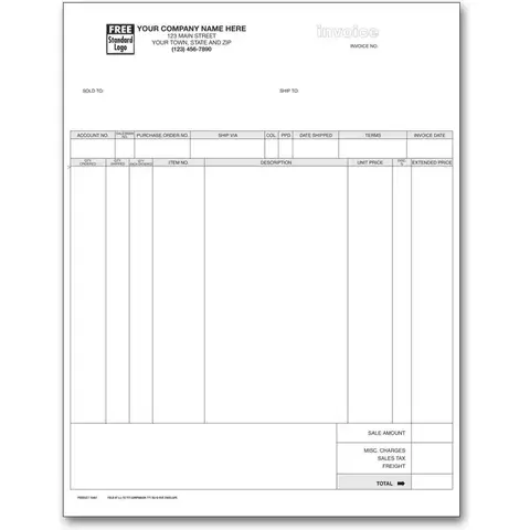 Computer Invoices, White Background, Compatible with Laser Printers