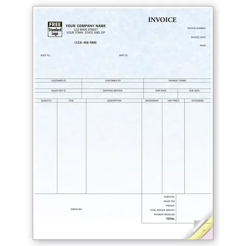 Peachtree Software Laser Product Invoices - Parchment Color Background