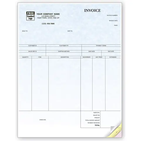 Peachtree Software Laser Product Invoices - Parchment Color Background