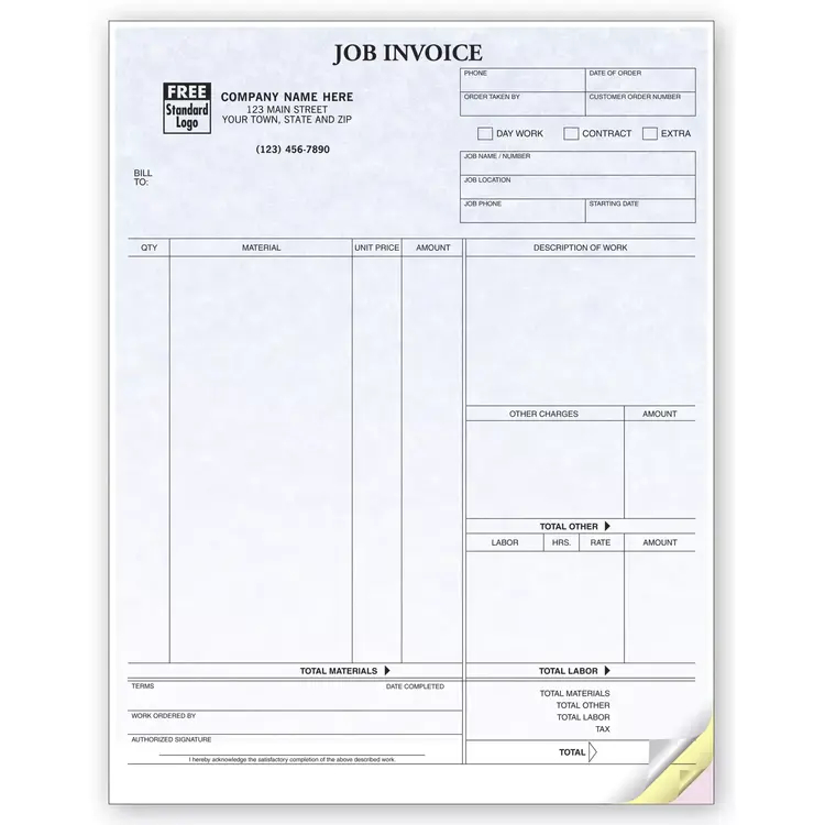 Professional Computer Job Invoice - Parchment Color Background
