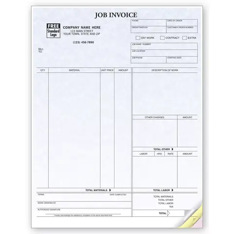 Professional Computer Job Invoice - Parchment Color Background