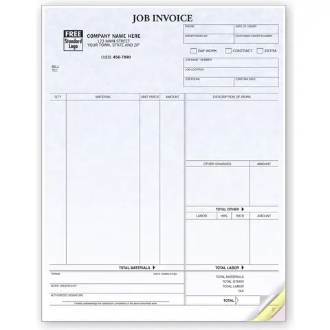 Professional Computer Job Invoice - Parchment Color Background