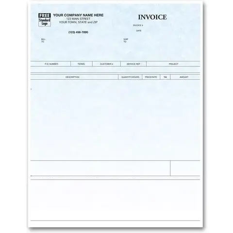 Laser Time & Materials Invoices - Parchment Color Background