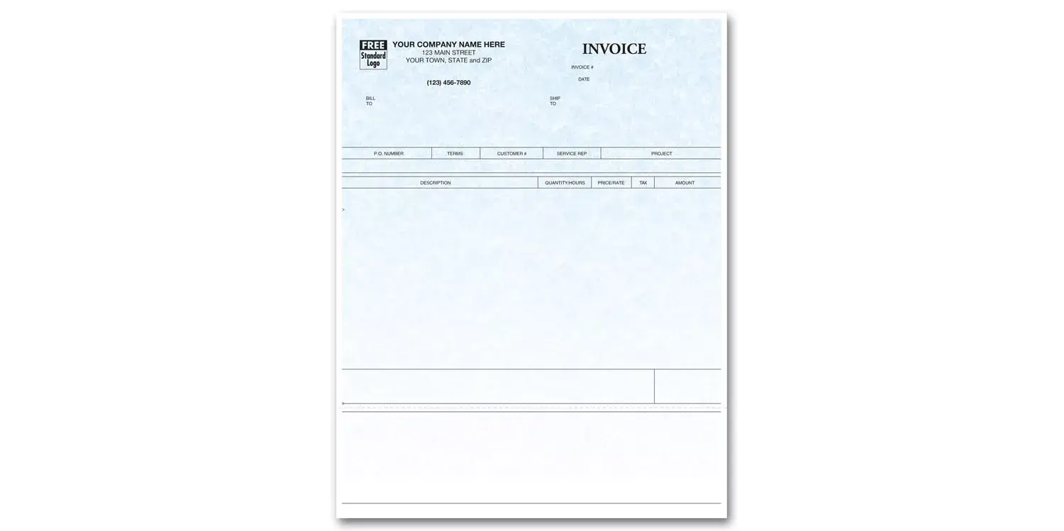 Laser Time & Materials Invoices - Parchment Color Background