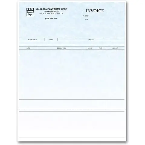Laser Service Invoices Compatible with Peachtree - Parchment Color Background