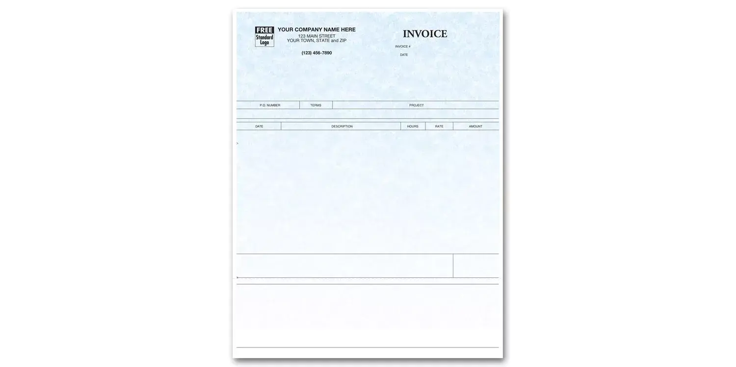 Laser Service Invoices Compatible with Peachtree - Parchment Color Background