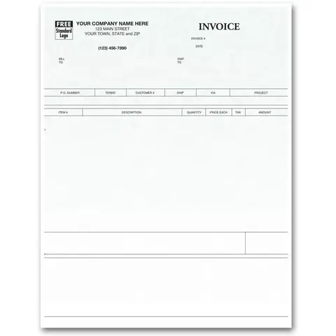 Laser Product Invoices with Parchment Color Background
