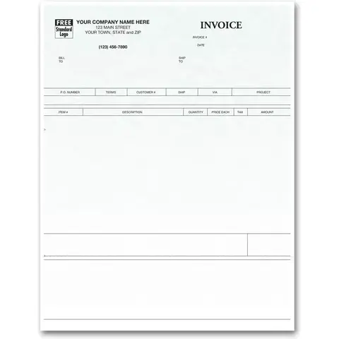 Laser Product Invoices with Parchment Color Background