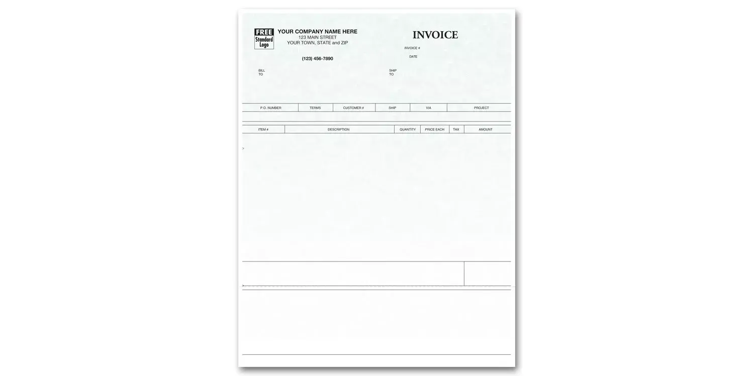 Laser Product Invoices with Parchment Color Background