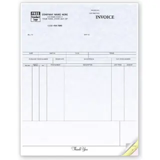 Custom printed NCR invoices - Laser format with parchment color background