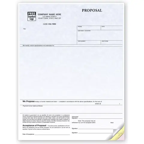 Custom Printed Laser Proposals - Parchment Color Background
