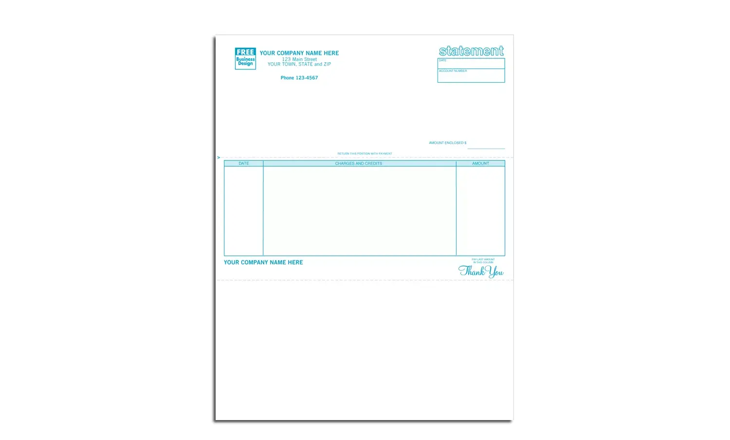 13446 - Laser Business Statements with Charges and Credits