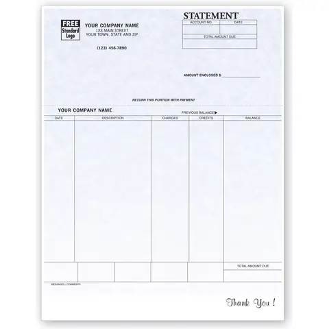 Customized Laser Statements with 5 Columns