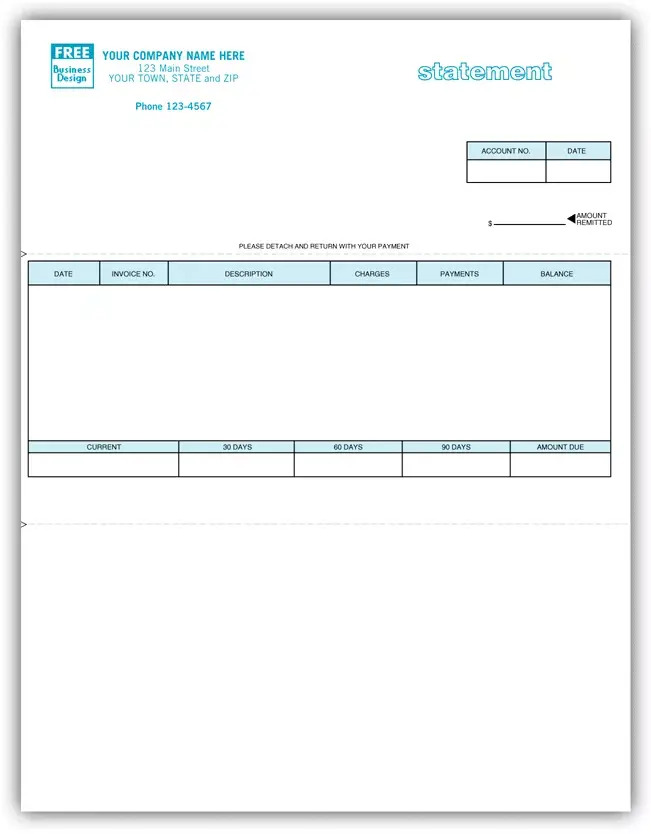  Laser/Inkjet Printer Statement with Stub