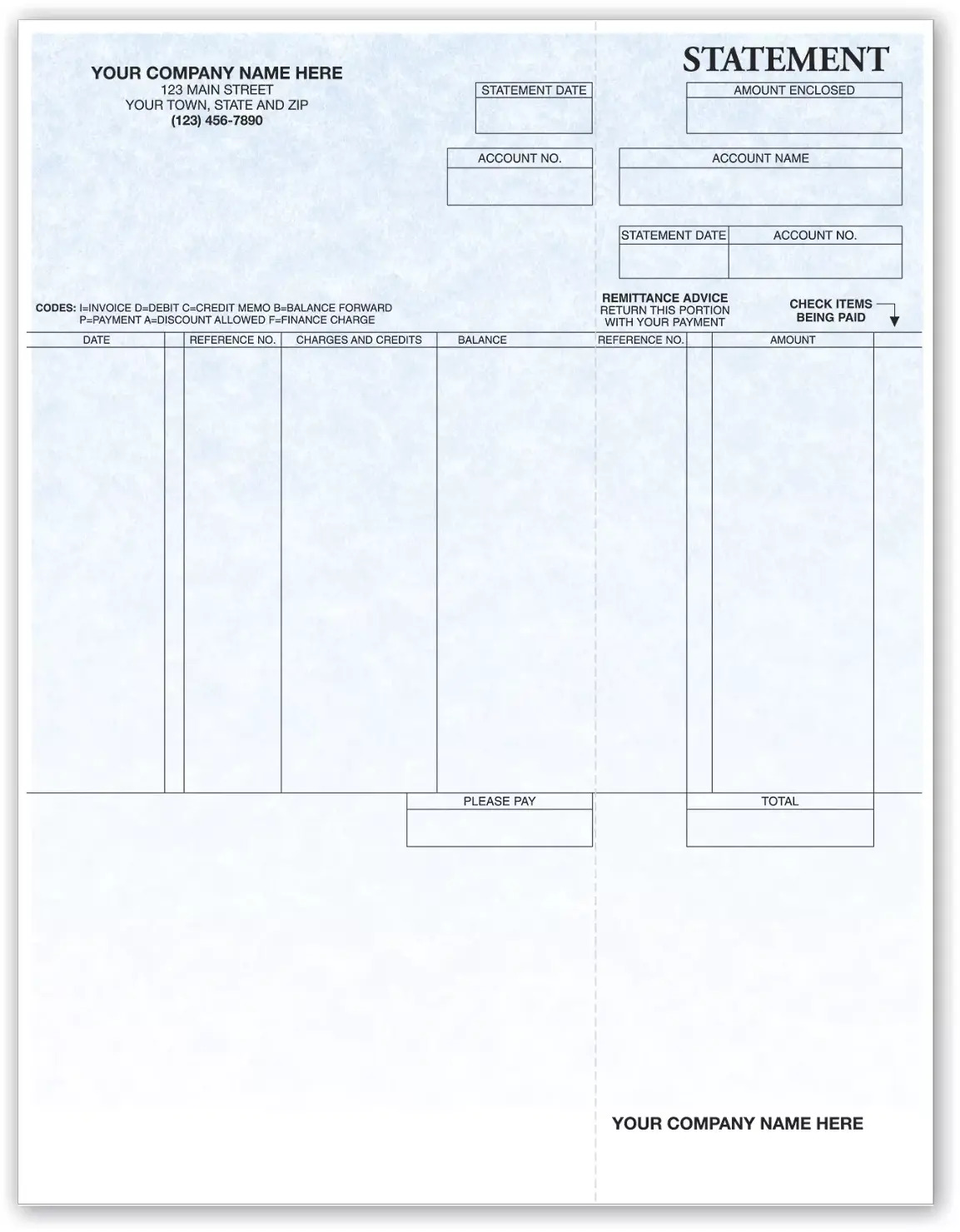 Software Generated Laser Statements with Parchment Color Background and Stub