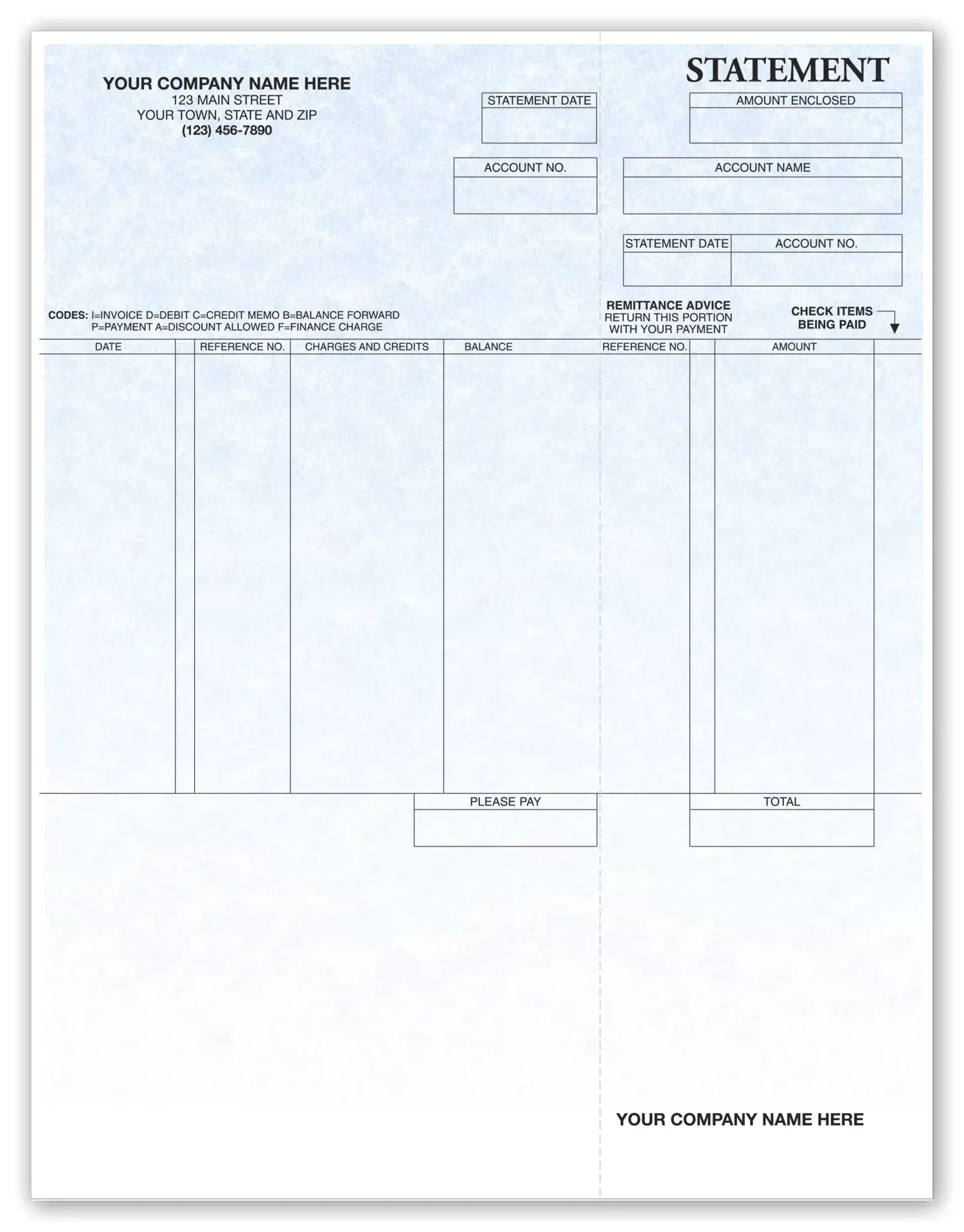 Software Generated Laser Statements with Parchment Color Background and Stub