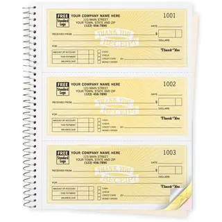 Custom Receipt Book- Spiral Bound - Thank You