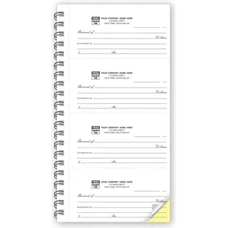 Spiral Bound 4 to-a-page Receipts Book