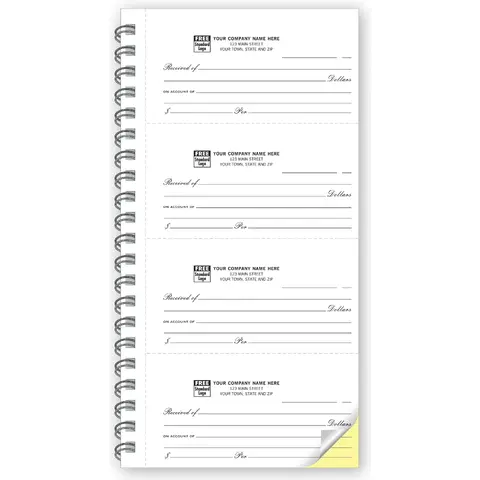 Spiral Bound 4 to-a-page Receipts Book