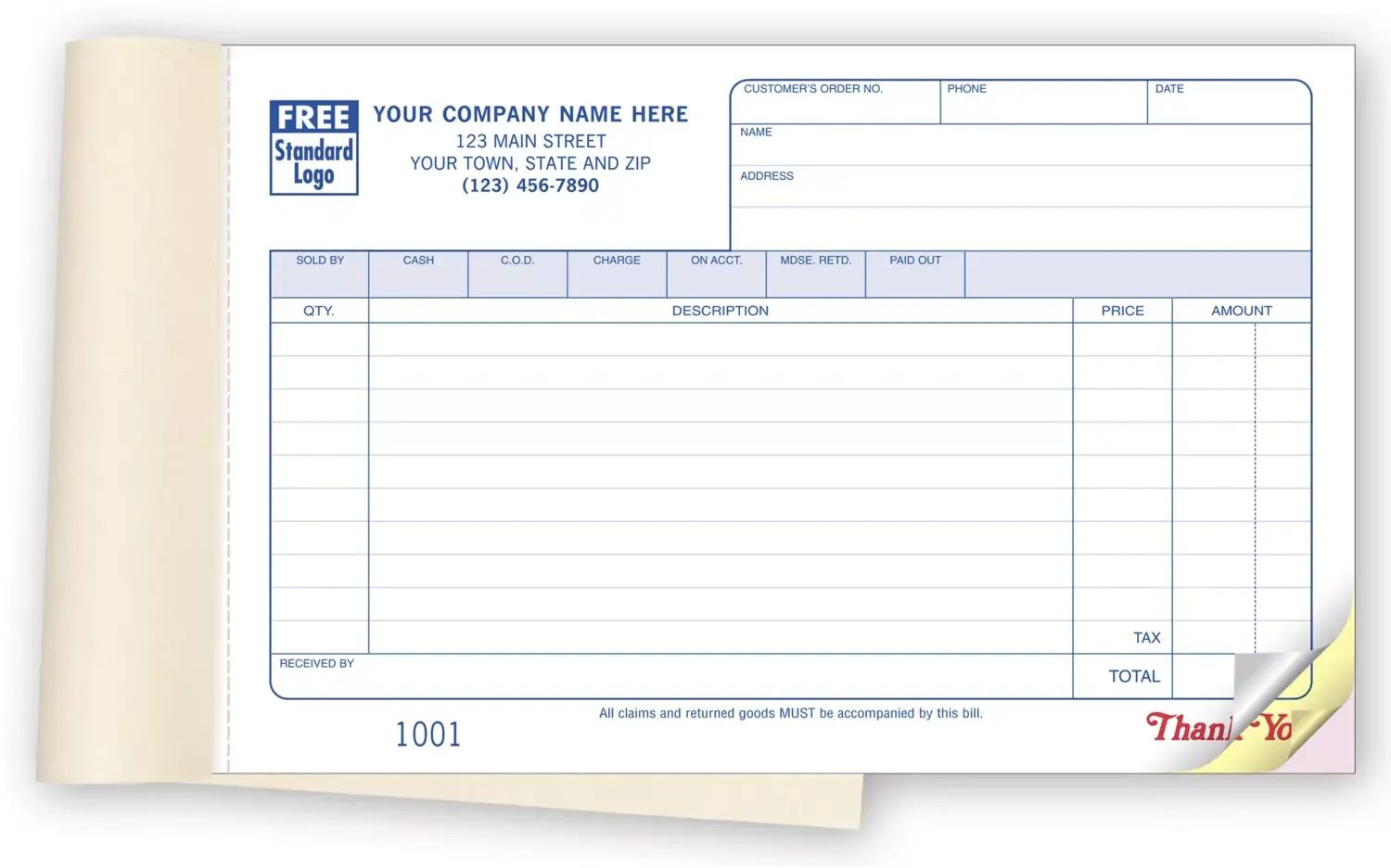 54 - Carbonless Sales Books - Horizontal Format