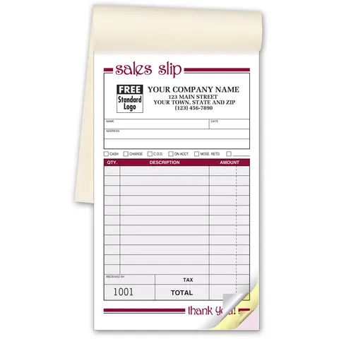 2500 - Carbonless Sales Books, Vertical Layout