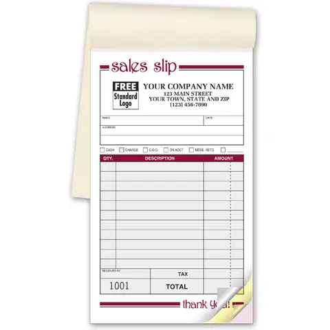 2500 - Carbonless Sales Books, Vertical Layout