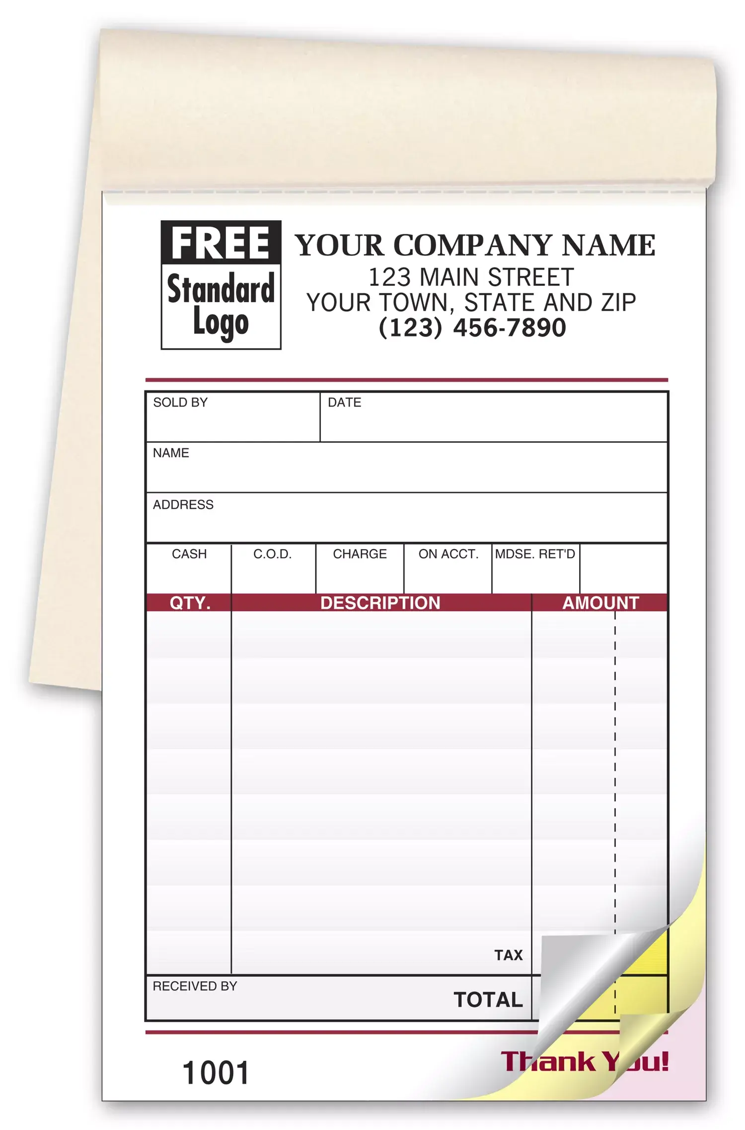 2540 - Carbonless Sales Books, Gray & Burgundy
