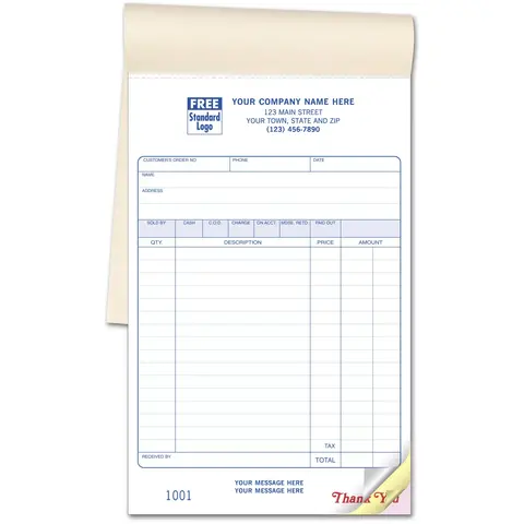 55SW - Carbonless Sales Books - Special Wording on Bottom