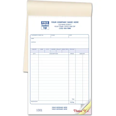 55SW - Carbonless Sales Books - Special Wording on Bottom