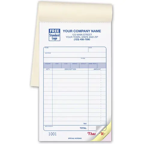 Carbonless Sales Books with Special Wording