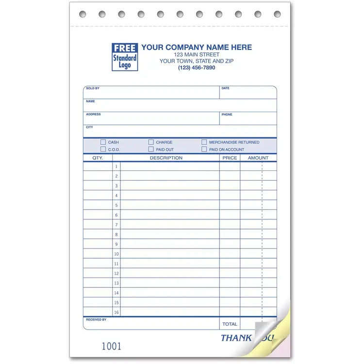 81 - Custom Printed Sales Slips with Payment Terms
