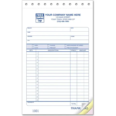 81 - Custom Printed Sales Slips with Payment Terms