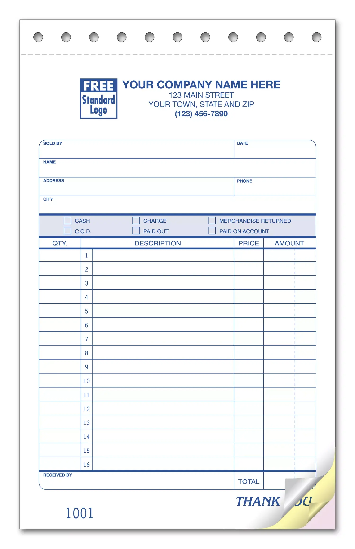 81 - Custom Printed Sales Slips with Payment Terms
