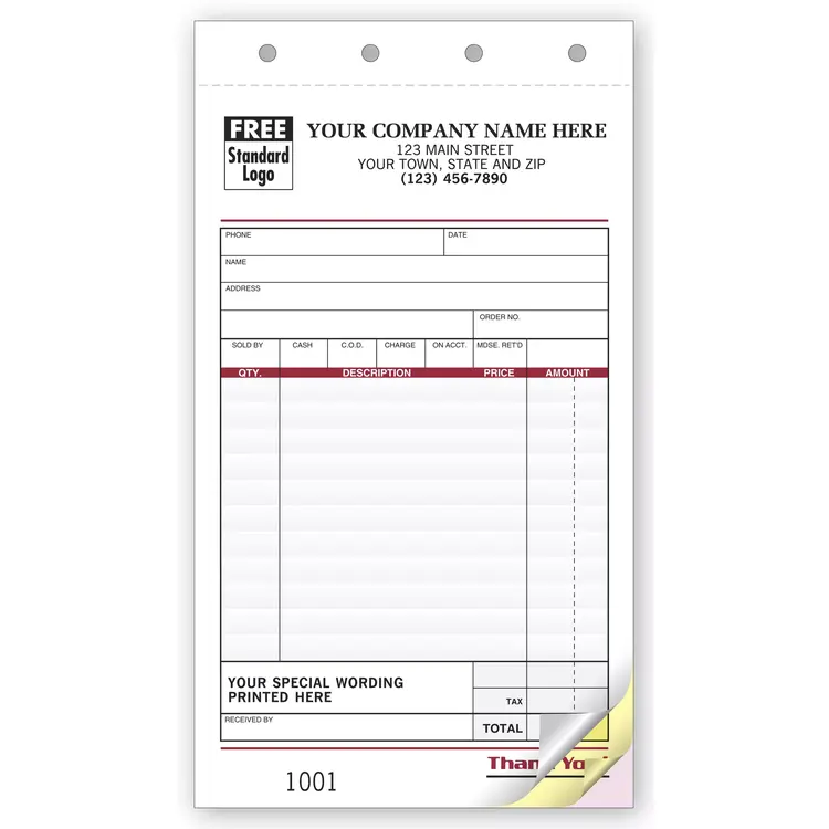 Sales Receipts with Custom Terms