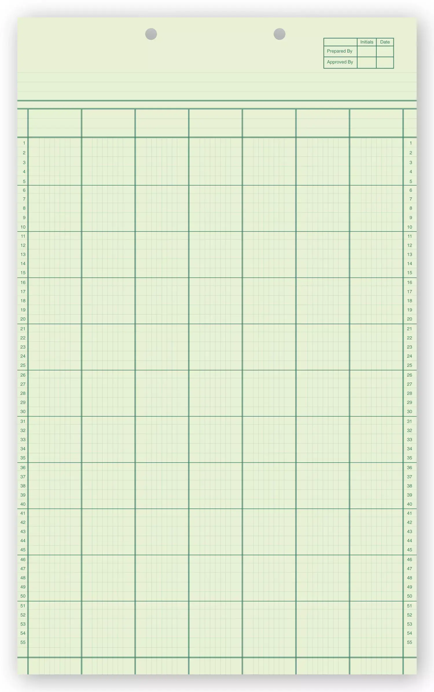21140 - Legal Size Columnar Work Sheets