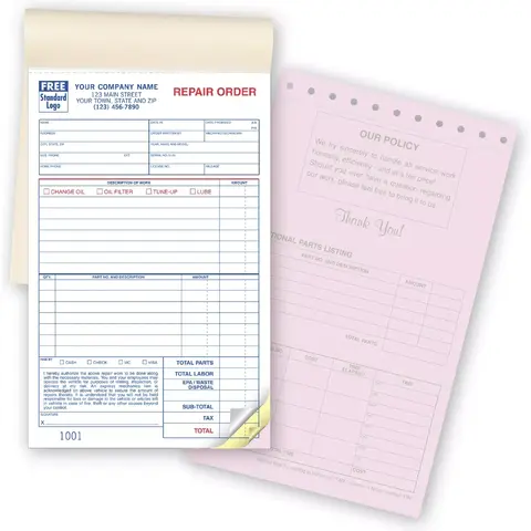 2545 - Booked Auto Repair Order Forms