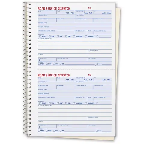 8851 - Road Service Dispatch Books
