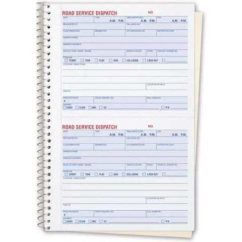8851 - Road Service Dispatch Books