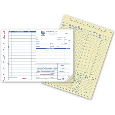 654 - Carbon Copy Auto Repair Order Forms / Estimates