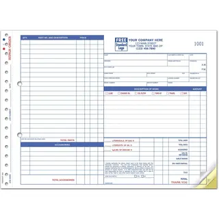 655 - Carbonless Auto Repair Order Forms