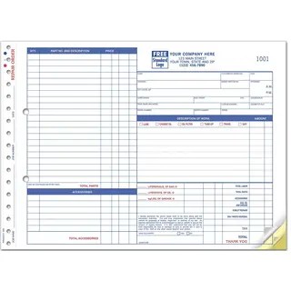 655 - Carbonless Auto Repair Order Forms