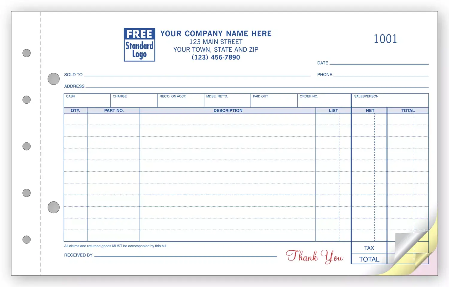 Auto Parts Order Forms