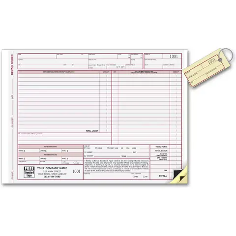 6582 - Auto Repair Order Forms with Key Tag