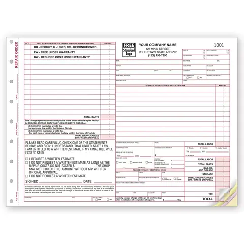6585 - Florida Auto Repair Order Forms