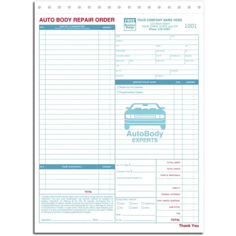 6597 - Auto Body Repair Order Forms