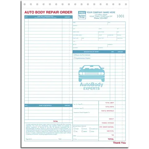 6597 - Auto Body Repair Order Forms