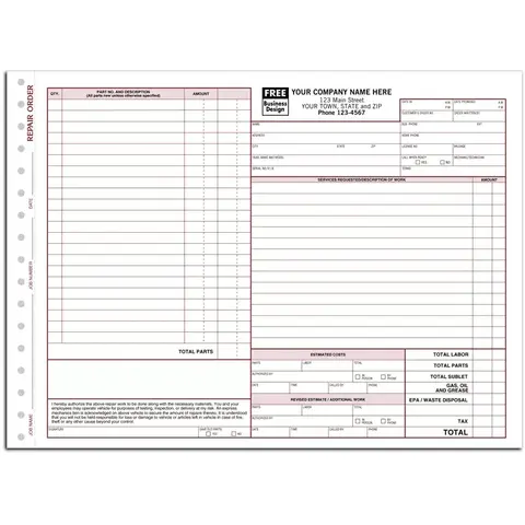 6583A - Auto Repair Order Forms