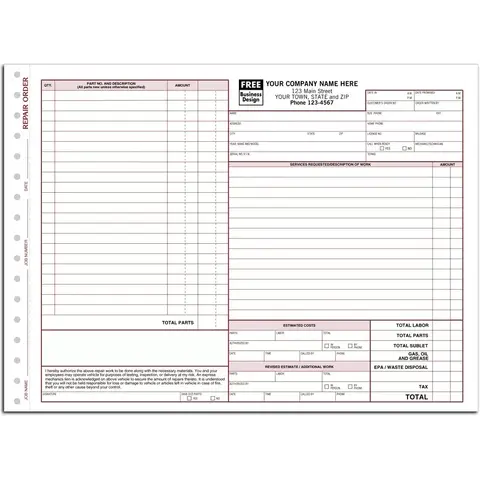 6583A - Auto Repair Order Forms