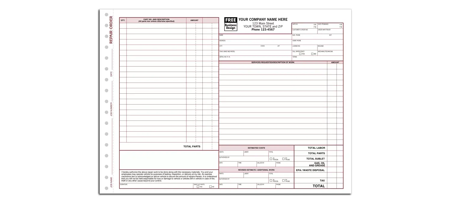 6583A - Auto Repair Order Forms