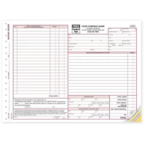 6583C - California Auto Repair Orders, Custom Printed